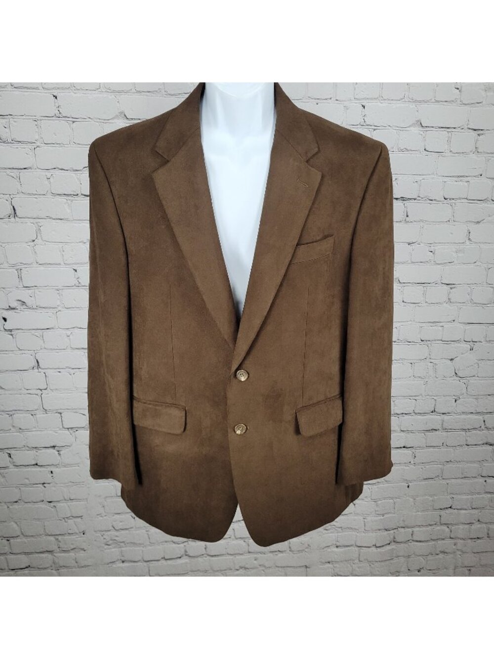 Chaps Ralph Lauren Brown Microfiber 2 Button Vented Notch Blazer Jacket Size 42